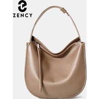 Zency Women's Simple Fashion Designer Messenger Bag Genuine Leather Shoulder Handbag Large Capacity Tote Bag Hobo Cross for Work