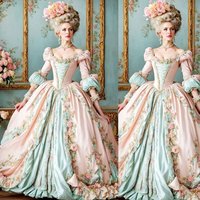 Pink Vintage Victorian Rococo French Royal Court Palace Queen Marie Antoinette Costume Georgian Duchess Corset Dress Ball Gown