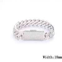 Dropshippine Thick 18/22mm Iced Out Cuban Link Bracelet Exquisite Inlay Brass Cubic Zirconia Shining Hip Hop Style Party Jewelry