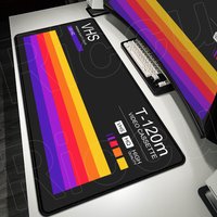 Retro Style VHS Gaming Mousepad 120x60cm Oversized Keyboard Desk Mat Laptop Office Mat Computer Accessories Antislip Rubber Base