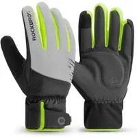 AliExpress NONE ROCKBROS Cycling Gloves Winter Windproof Keep Warm Reflective Gloves Thickened Palm Pad Touch Screen Night Cycling Glove MTB Men