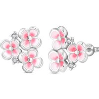 New 925 Sterling Silver Tiny Pink Flower Stud Earrings Women Cute Daily Wedding Xmas Party Jewelry