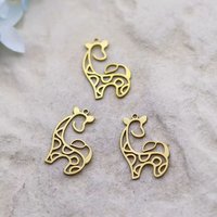 3Pcs/lot Cute Giraffe Deer Charms for Jewelry Making Bracelets Cartoon Animal Stainless Steel Pendant Kids Gifts diy Accessories