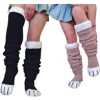 Knitted Long Cat's Paw Socks Over The Knee Stacked Socks Women's Color Collision Cute Quirky Winter Thickening Y2K Knee Socks