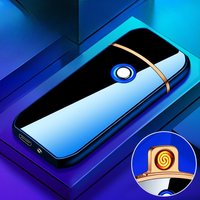 New Button Silent Ignition USB Charging Cigarette Lighter Charging Lighter Ultra-thin Compact Portable Gift Recommendation