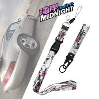Midnight Anime Keychain Car Culture Wrist Key Chain Strap Keyring JDM Style Racing Culture Sling Badge Neckband Keychain Fashion