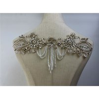 1PCS High quality Handmade Beaded rhinestones tassels appliques for wedding DIY