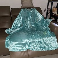 Glossy Women Satin Silk Long Sleeve Dress Loose Maxi Dress Plus Size Sleeping Pajamas Robe