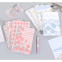 4pcs Exquisite floral pattern A5 notebook, spiral binding coil book fashion notebook,for study notes, office meeting minutes