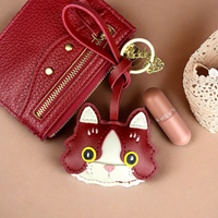Plump & Handmade PU Leather Kitten Keychain/Bag Charm - 3D Detailed Face, Cute Charm for Daily Joy!-Perfect Gift/Bag Accessory