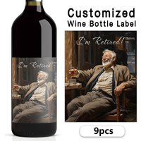 9pcs Customizable Father's Day Wine Label Set, Waterproof Bottle Stickers, Birthday Gift for Dad, Party Supplies