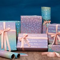 3 Pack Iridescent Wrapping Paper Bulk, Holographic Gift Wrap, Rainbow Gradient Star Dots Sprinkles Designs for Party Gift