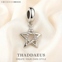 Star Dangle Charm Pendant Europe Style Lucky Jewelry For Women Men Autumn Trendy Gift In Sterling Silver 925