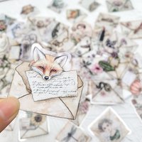 50PCS Vintage Envelope Clear PET Stickers Aesthetic Waterproof Decals DIY Decorative Stickers for Phone Laptop Notebook