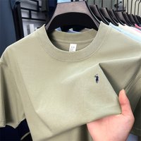 100% cotton men's short sleeve T-shirt fashion brand Paul Pony embroidery summer new high-end comfortable casual round neck top