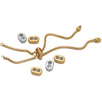 10pcs Stainless Steel Double Holes Adjustment Non-slip Silicone Two Rings Stopper Spacer Beads for DIY Jewelry Bracelets Making