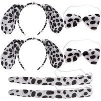 2 Sets Animal Headband Dalmatian Ears Bow Ties Dog Puppy Headband Sets Animal Headgear Hair Band Tail Sets Stage Photo Props