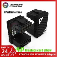 RTX4090 PSU 12VHPWR Adapter GPU Steering Connector 16Pin 16P ATX3.0 600W Elbow 12+4Pin Wiring Artifact Black/Silver