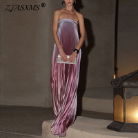 Summer Sexy Strapless Slim Banquet Evening Dresses Woman Elegant Flower Print Party Dress Spring Backless Hollow Boho Long Dress