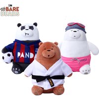 New 20cm Sports Series We Bare Bear Plush Toy Ornaments Cute Bear Football Doll Swimming Doll Taekwondo Models