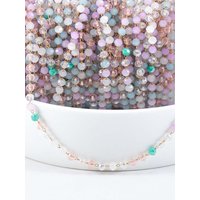 1meter 3.5mm Color Candy Crystal Ball Beaded Stainless Steel Chain for DIY Beaded Bracelet Jewelry Accessories