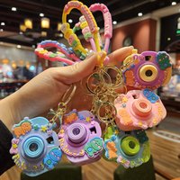 New Cute Cartoon Projection Camera Keychain Light Up Trinket Creative For Car Kids Bag Keychain Pendant Students And Adults