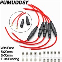 5Set 5*20mm 6*30mm Glass Fuse Holder Screw Type 5X20mm with 22AWG Wire Cable 250V 5X20MM Glass Fuse Tube Fuse Casing 6x30mm