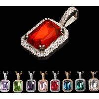 Hip Hop Necklace 18K Gold Plated Luxury Big Crystal Pendant Micro Inlaid Cubic Zircon Hip Hop Gem Stone Pendant for Men Women