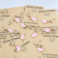 1 set of 10 pink pig keychains, with German Lucky Pig greeting card, New Year's good luck gift, Christmas and birthday gift, par