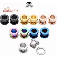 2 Stück 3–16 mm ASTM F-136 Titan-Riemenscheibe Ohrtunnel Plugs Schwarz Gold Farbe Expander Keil Ohrmessgeräte Piercing Körperschmuck