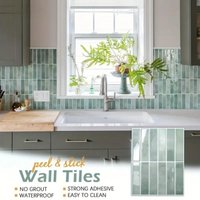22.9x29cm Self-adhesive Color Tile Stickers 5-20Pcs Waterproof Mold Resistant Backsplash Wall Decal, Bathroom Kitchen Home Decor