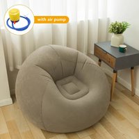 Foldable Portable Pvc Inflatable Sofa, Soft Indoor Bedroom Leisure Bean Bag Chair, Outdoor Camping Lazy Seat, Round Single-Perso