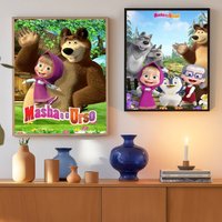 Cartoon cute M-Masha and T-the B-Bear Poster Mural Suitable Decorative Gifts For Homes Dedrooms and Living Rooms