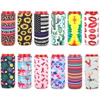 2Pcs Slim Can Sleeves, Reusable Neoprene Bottle Insulator Sleeve, 12 oz Beverage Can Coolers for Energy Drink and Beer Cans