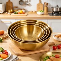 3-Piece Stainless Steel Kitchen Bowls Set - For Mixing, Kneading Dough, Serving Salads, Durable & Easy to Clean