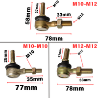 1 Pair M10 / M12 Tie Rod Ball Joint Kit For 50cc 70cc 90cc 110cc 125cc 150cc 200cc 250cc 300cc ATV Go Kart Quad Buggy 4-Wheeler