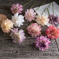 5 Artificial Dahlia Flowers - Streamside Flower Symphony Dahlia Ins-Style Artificial Flowers for Home Decoration, Cross-Border Wedding Wholesale, Elegant and Soft Colors (Pink, White, Peach, Violet)