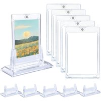 6-pack magnetic card holders (including 6 stands), suitable for trading cards and baseball cards, 35pt acrylic hard card holders