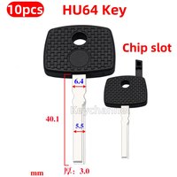 Keychannel 10pcs/lot HU64 Car Key Blade Key With Chip Slot Spare Door Key for CRAFTER Benz Replacement Key Blade Locksmith Tool