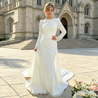 Robe de mariée arabe Eightale, robe de mariée personnalisée, col rond, sirène, manches longues, dentelle, robe de soirée pour mariée, Vestido De Novia