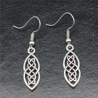 Fashion Handmade Simple Design Antique Silver Color Triquetra Knot Pendant Earrings Women Vintage Drop Earrings