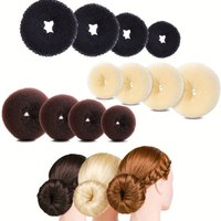 4pcs Hair Bun Maker Set/Donut Bun Maker Set with 4pcs Dark Brown &4pcs Beige(1 extra-large,1 large,1 medium and 1 small)