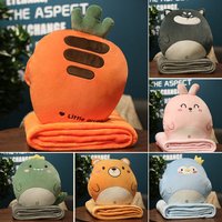 3-in-1 gefüllte Handwärmer-Tasche, Cartoon-Tier-Kissen, Decke, niedliche Kissendecke, Zuhause, Auto, Reisekissen für Kinder, Mädchen, Geschenk
