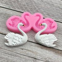 1 piece, 3D three-dimensional pile of swan silicone mold, flipping sugar, candy, cake, chocolate mold, ornament, drip glue mold