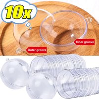 10Pcs DIY Plastic Ball Fillable Transparent Decorative Hanging Ornaments Christmas Tree Open Ball Box Gifts for Wedding Party