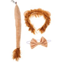 1 Set Decorative Kids Costume Lion Cosplay Bowtie and Tail Headpiece for Halloween Party Costume Props Hair Hoop Tail Set