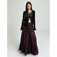 Women's Plaid A-line Long Skirt Vintage Y2k Skirt Harajuku Korean Streetwear Fashion A-line Skirts Emo 2000s Trashy Clothes 2026