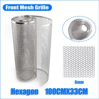 100cmx33cm Aluminum Grille Mesh Grill Cover Car Bumper Fender Hood Vent Net Grid Ventilation 6mm Hole Hexagon Silver Not Painted