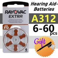 6-60 pcs Hearing Aid Batteries Size 312 Rayovac Extra Zinc Air 1.45V Hearing Aids Battery For Audífonos profesional