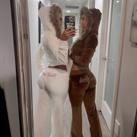 Casual Sporty Velvet 2 Piece Set Women's Faux Fur Collar Hooded Jacket and Letter Print Flared Pants Matching Tracksuits